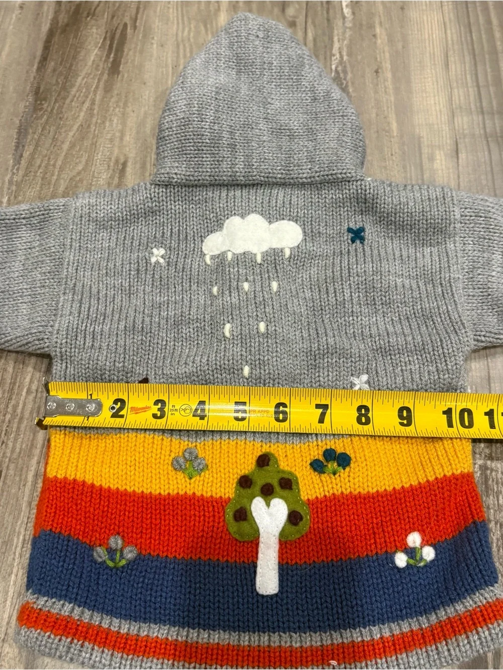 Handmade Peruvian Full Zip Hooded Sweatshirt Farm Animals SZ 2T